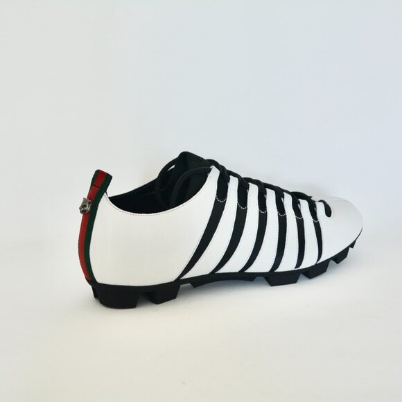 NIB GUCCI LEATHER  WHITE BLACK LION HEAD LOGO LUG SOLE SNEAKERS - Picture 5 of 10